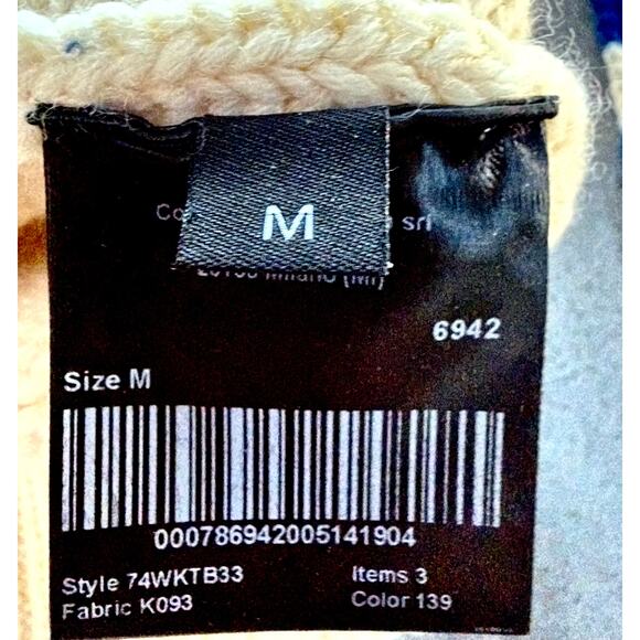 CALVIN KLEIN 205W39THNYC Men's Wool Cream and Blue Crew - M - Picture 4 of 8